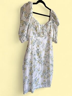 Lea & Viola White Dress with Yellow Floral Print